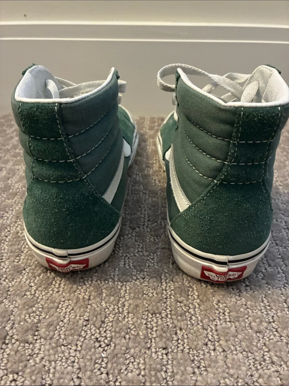 Vans Green Suede Sk8-Hi High-Top Sneakers with White Stripe
